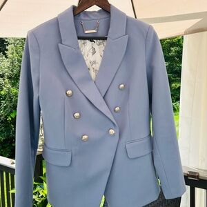 White House Black Market Light Blue Double-Breasted Blazer